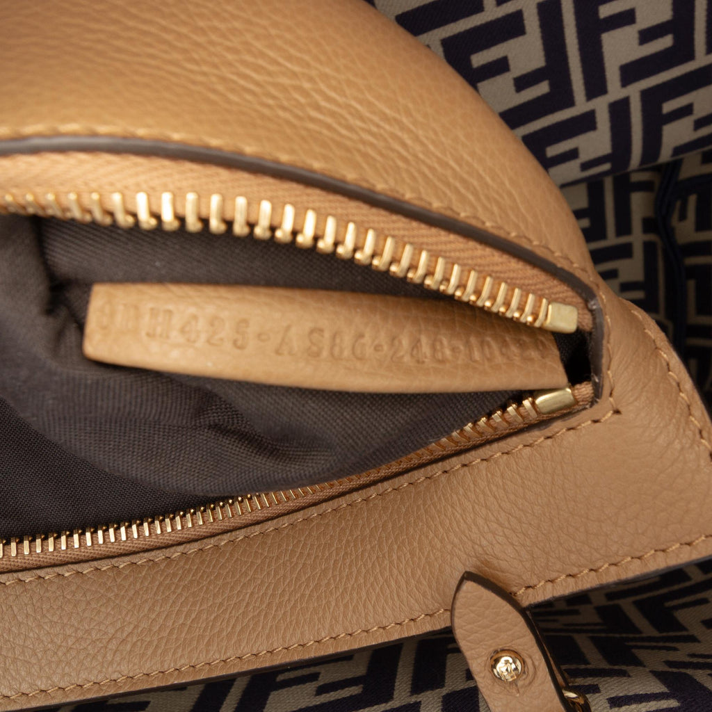 Fendi Large Zucca Canvas Pequin Striped Reversible Roll Tote