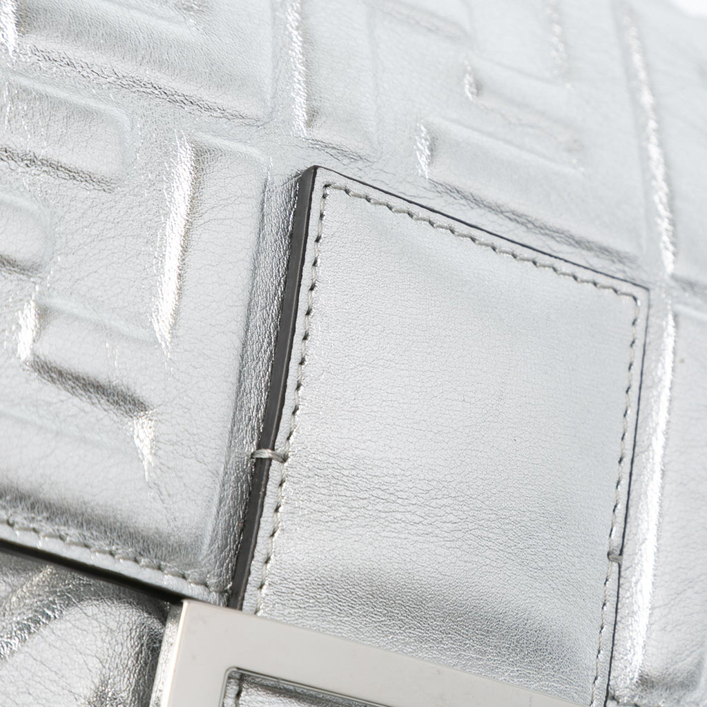 Fendi Large Zucca Embossed Baguette Satchel