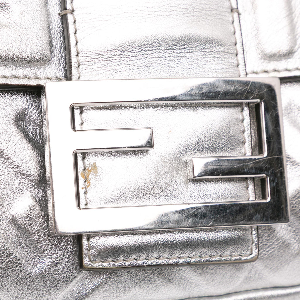 Fendi Large Zucca Embossed Leather Baguette Satchel