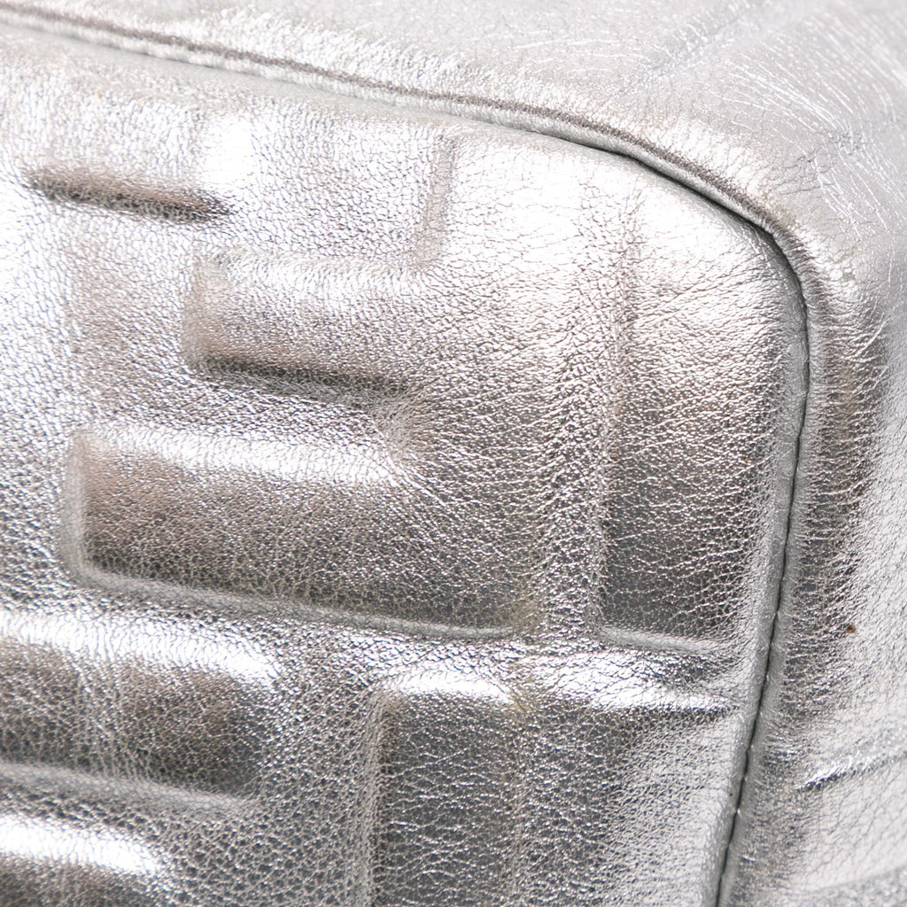 Fendi Large Zucca Embossed Leather Baguette Satchel