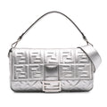 Fendi Large Zucca Embossed Leather Baguette Satchel