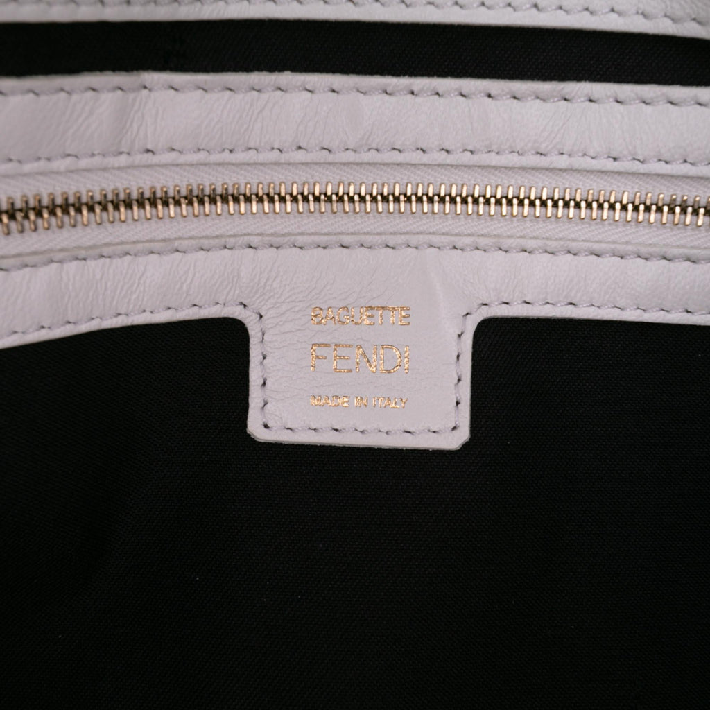 Fendi Large Zucca Embossed Leather Baguette Satchel
