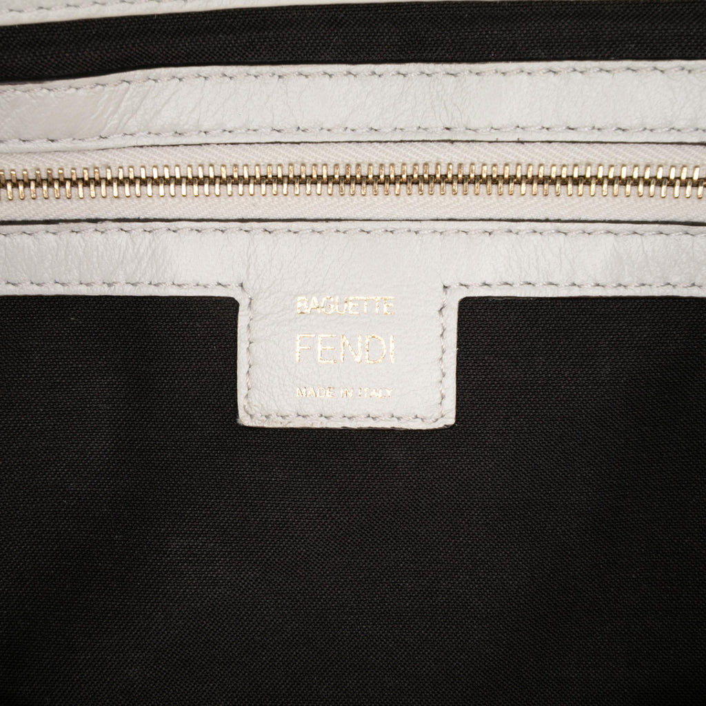 Fendi Large Zucca Embossed Leather Baguette Satchel