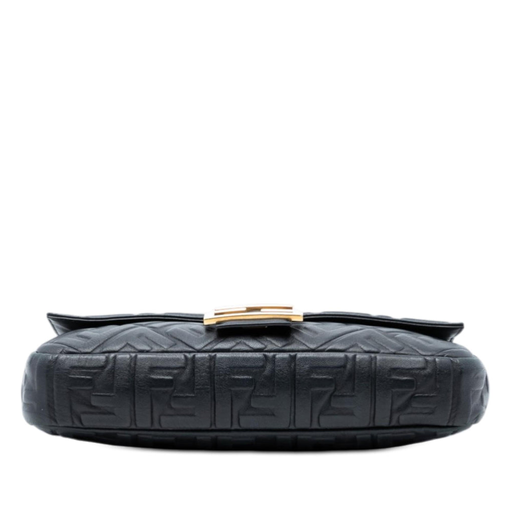 Fendi Large Zucca Embossed Leather Baguette Satchel