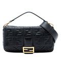 Fendi Large Zucca Embossed Leather Baguette Satchel
