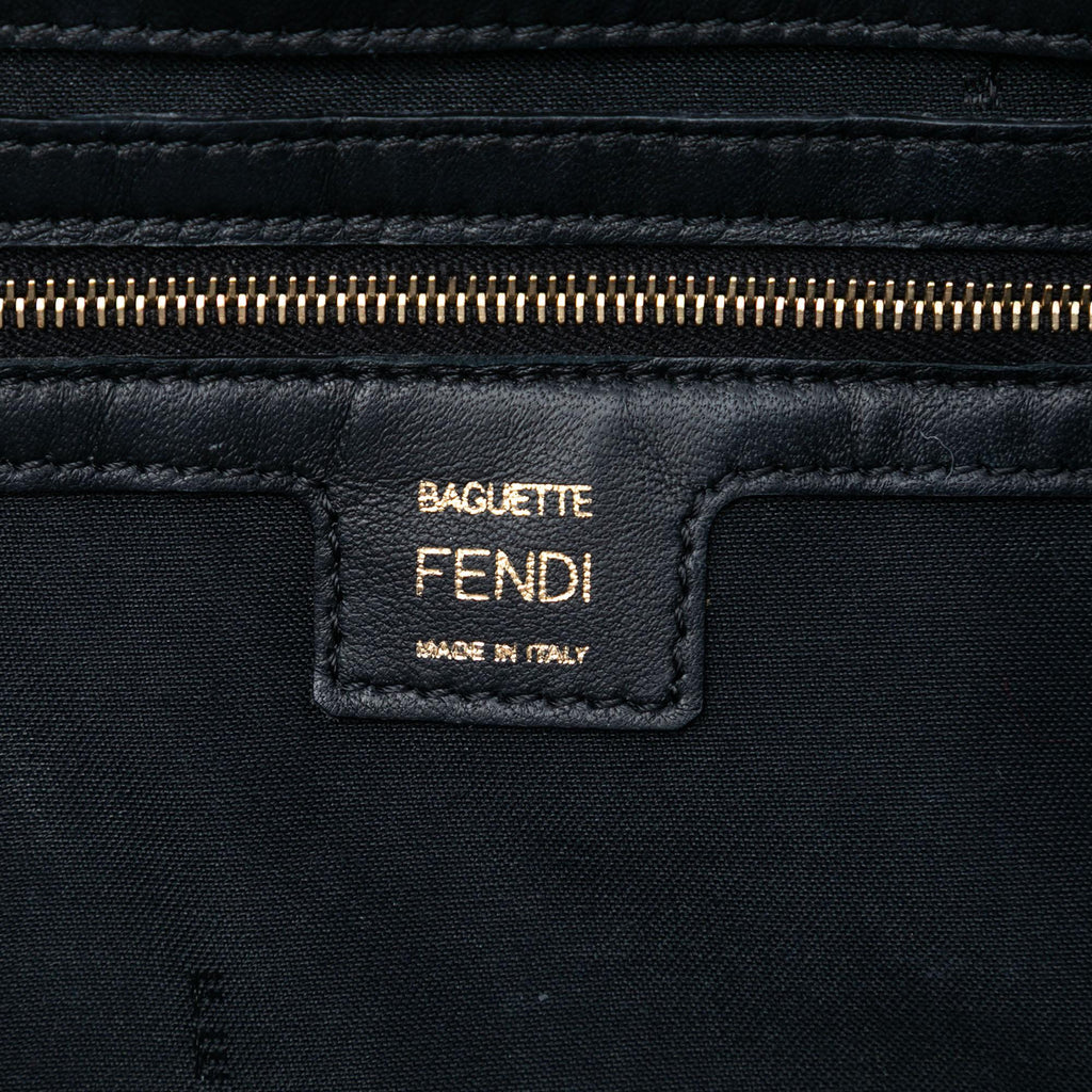 Fendi Large Zucca Embossed Leather Baguette Satchel