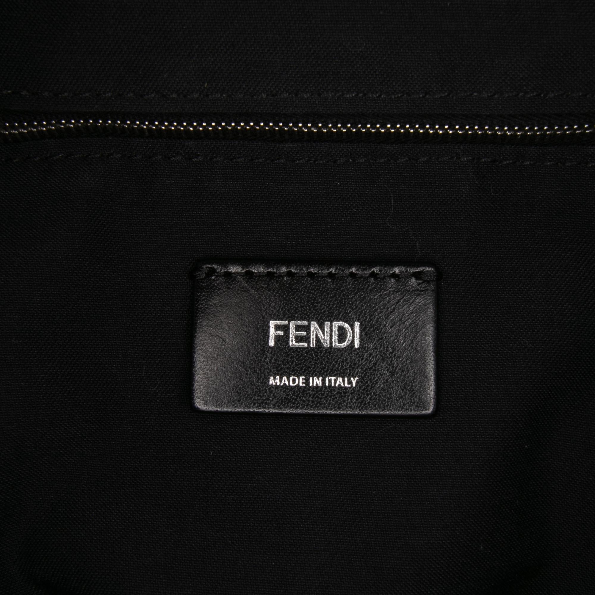 Fendi Large Zucca and Pequin Canvas Convertible Baguette Satchel
