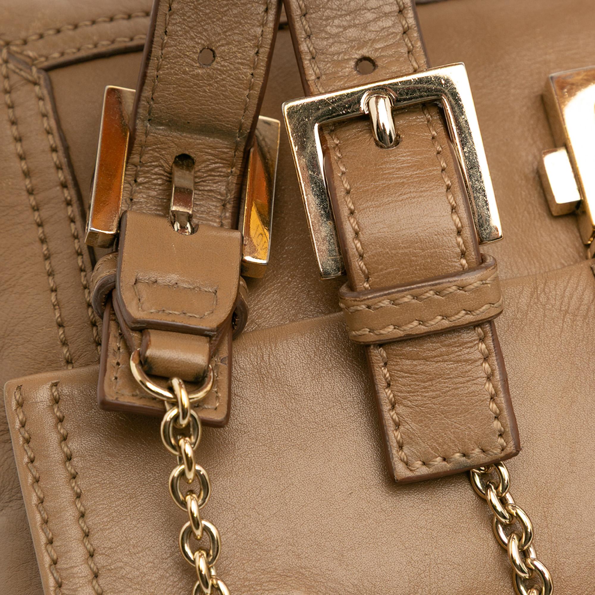 Fendi Leather Baguette Chain Flap