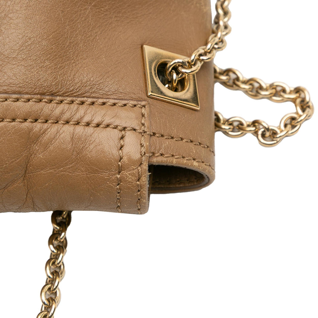 Fendi Leather Baguette Chain Flap