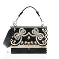Fendi Leather Embroidered Flowers and Bows Kan I Medium Shoulder Bag