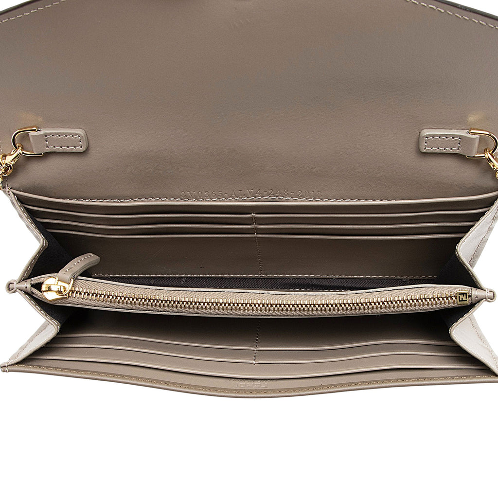 Fendi Leather FF Diamonds Continental Wallet with Chain