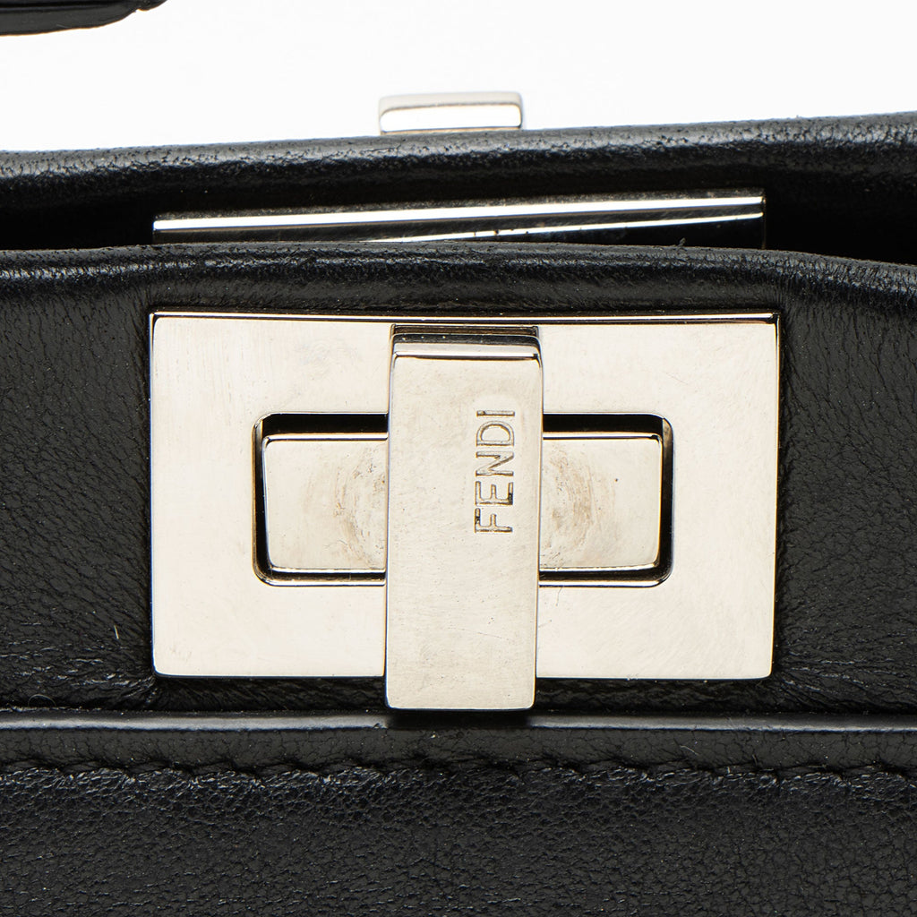 Fendi Leather Floral Embellished Peekaboo Micro Shoulder Bag