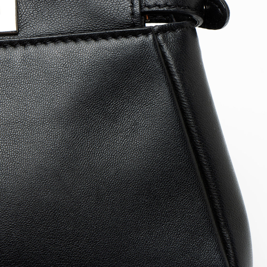 Fendi Leather Floral Embellished Peekaboo Micro Shoulder Bag
