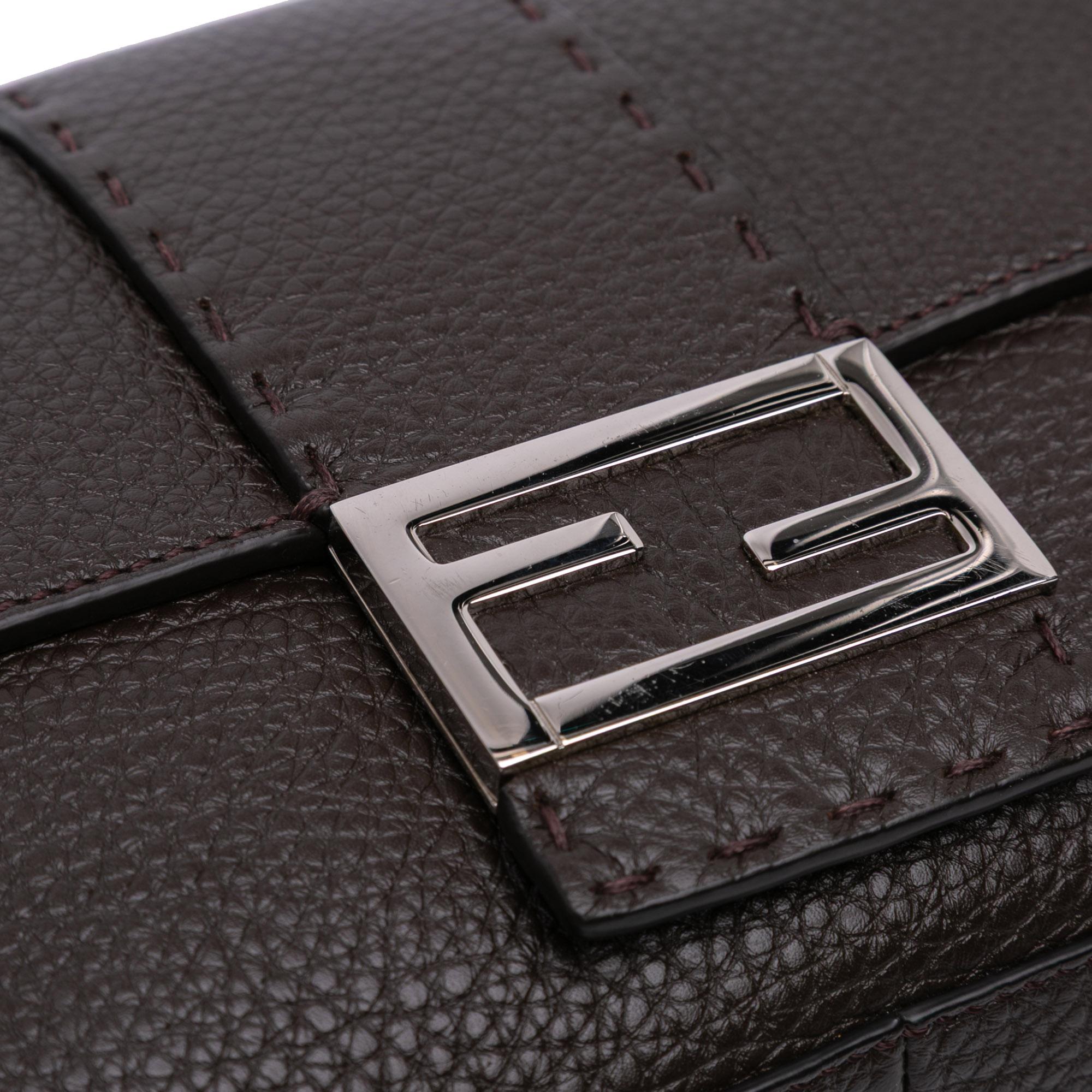 Fendi Leather Selleria Convertible Baguette Satchel