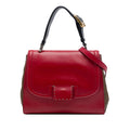 Fendi Leather and Pequin Canvas Selleria Silvana Satchel
