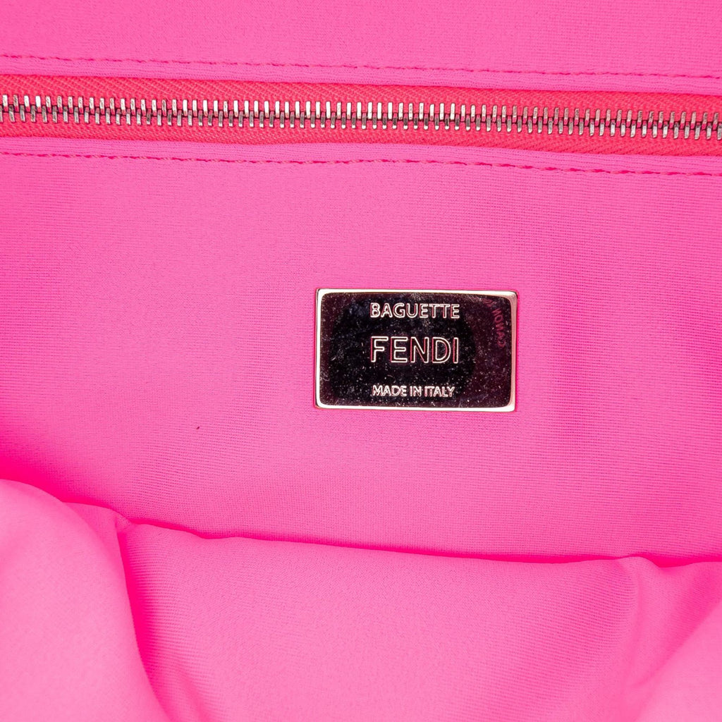 Fendi Medium Embossed Lycra Baguette Satchel