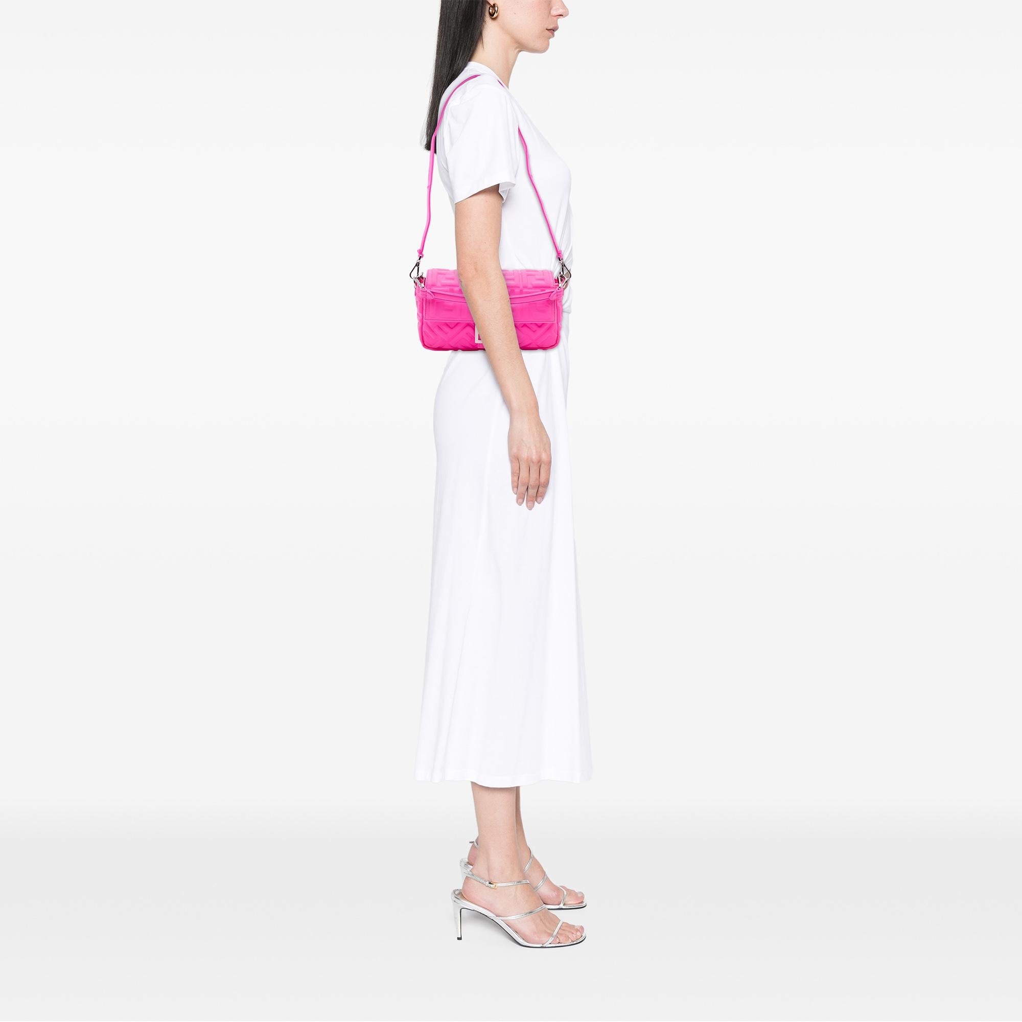 Fendi Medium Embossed Lycra Baguette Satchel