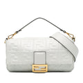 Fendi Medium Leather Embossed FF Baguette Satchel (SHG-agyb4y)