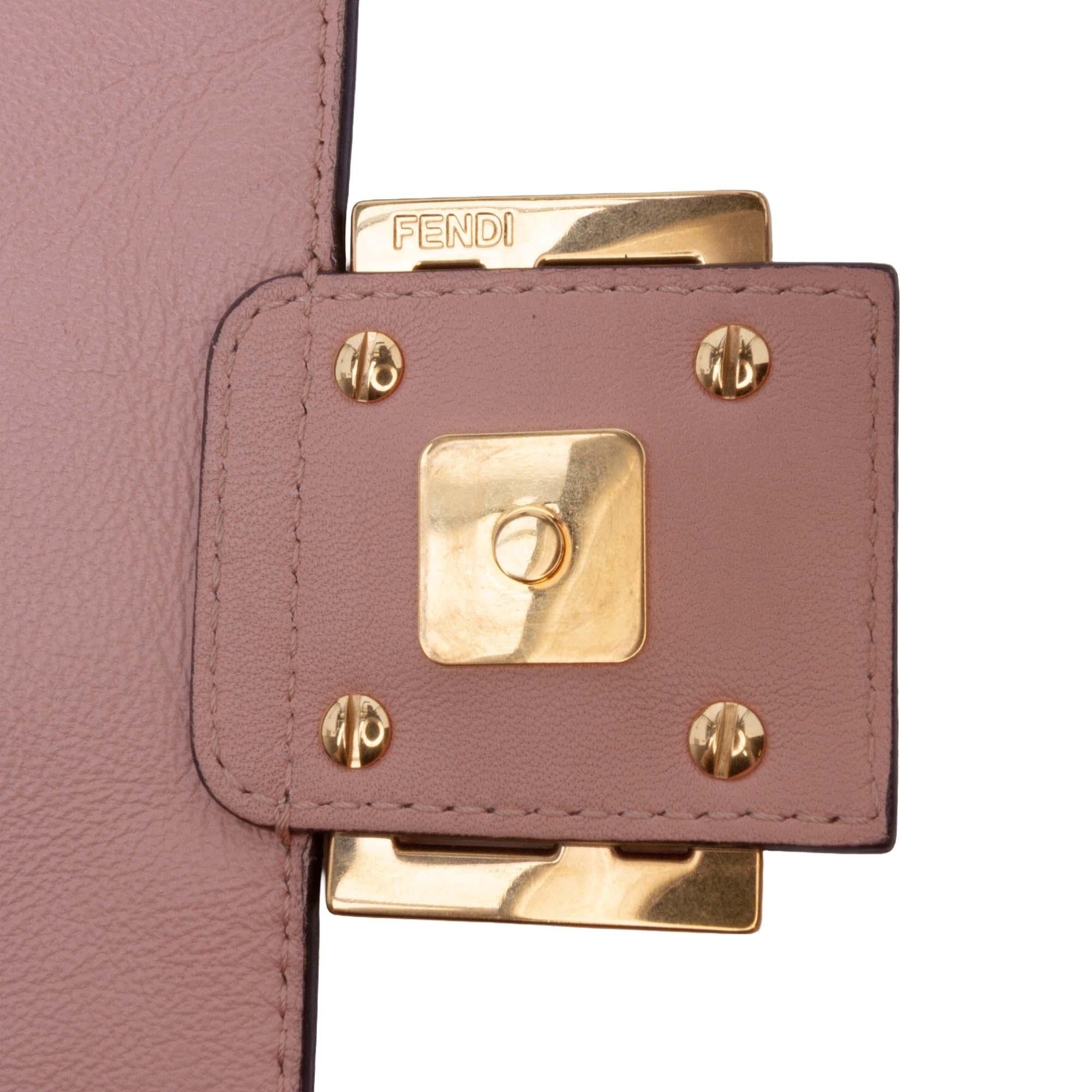 Fendi Medium Leather Embossed FF Baguette Satchel