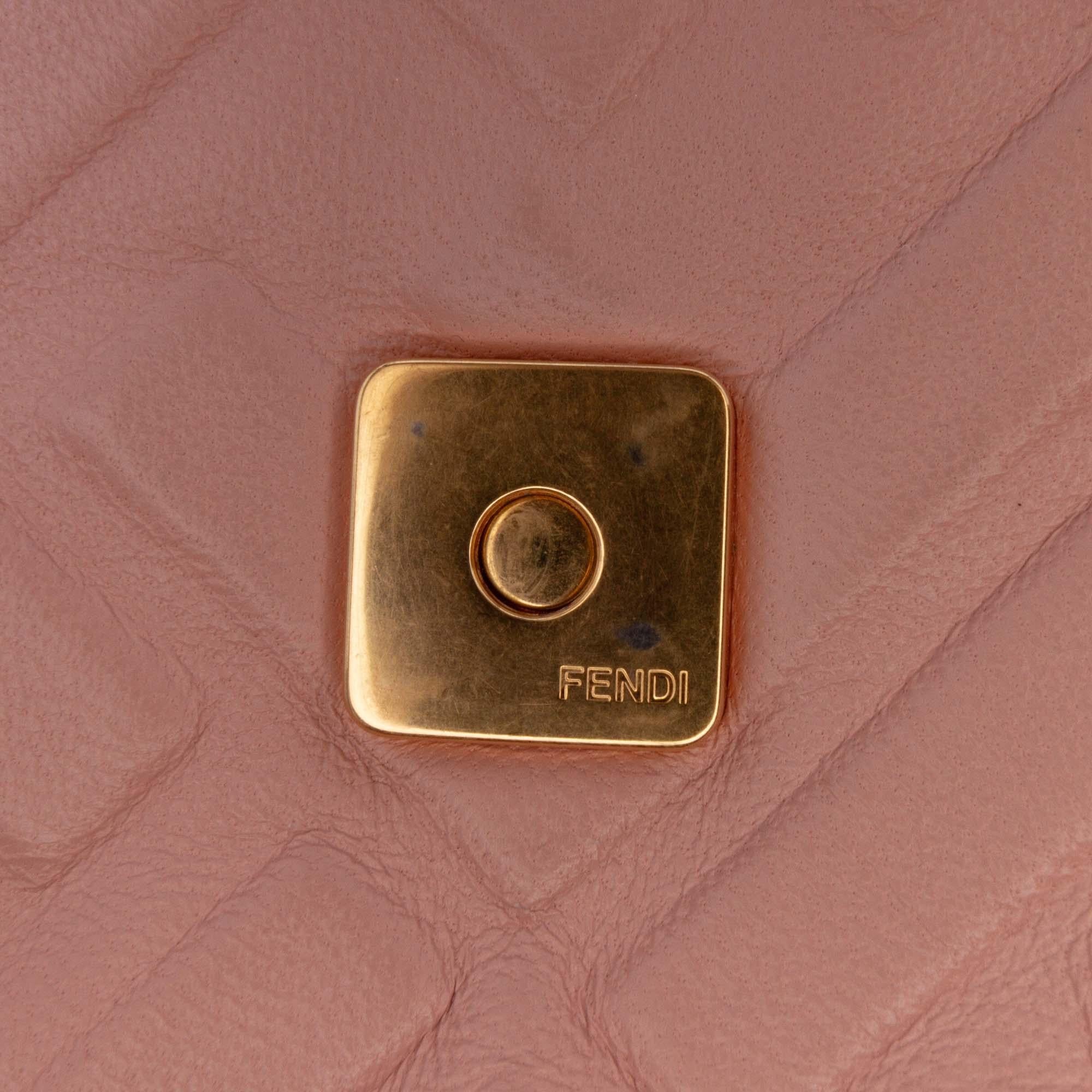 Fendi Medium Leather Embossed FF Baguette Satchel