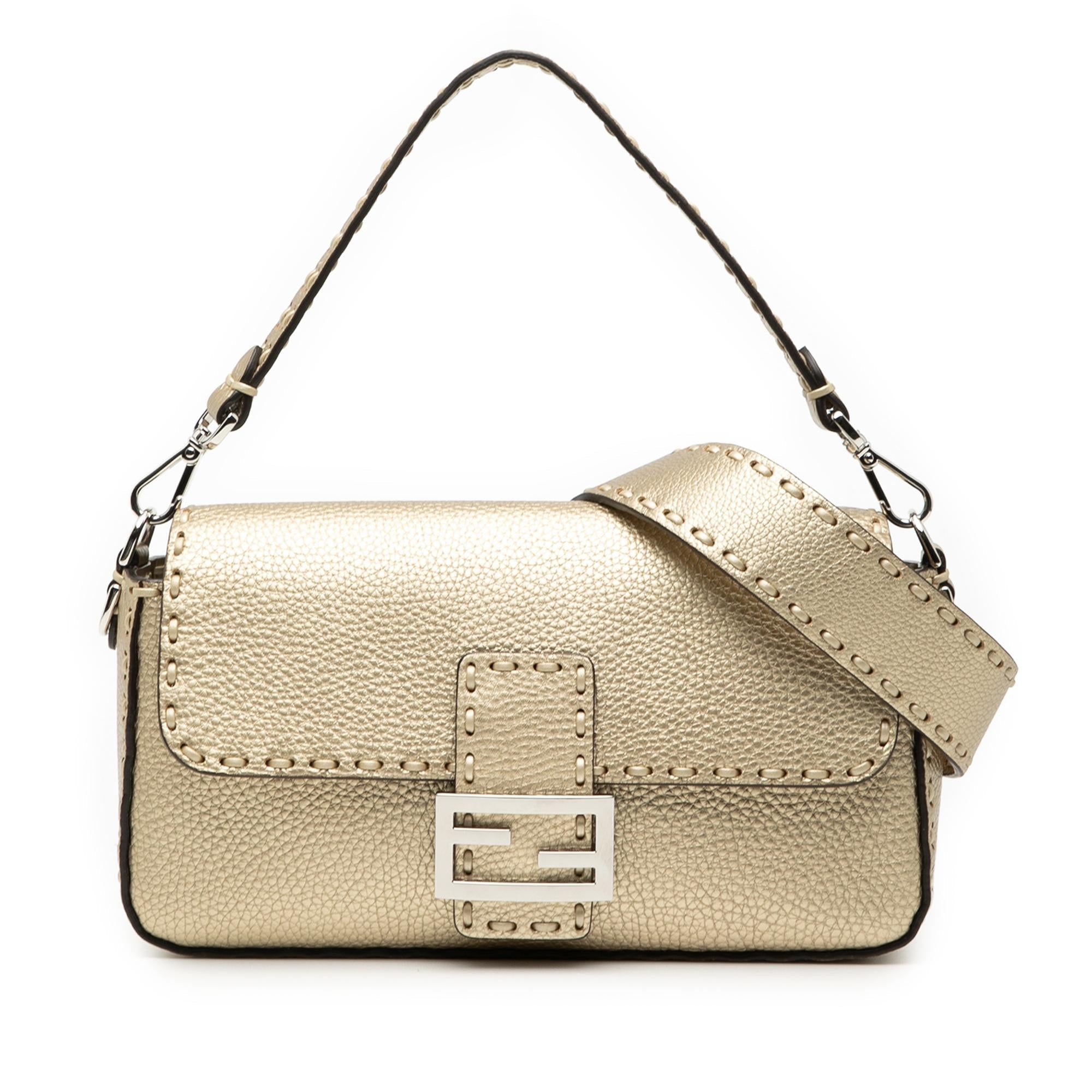 Fendi Medium Leather Selleria Baguette Satchel