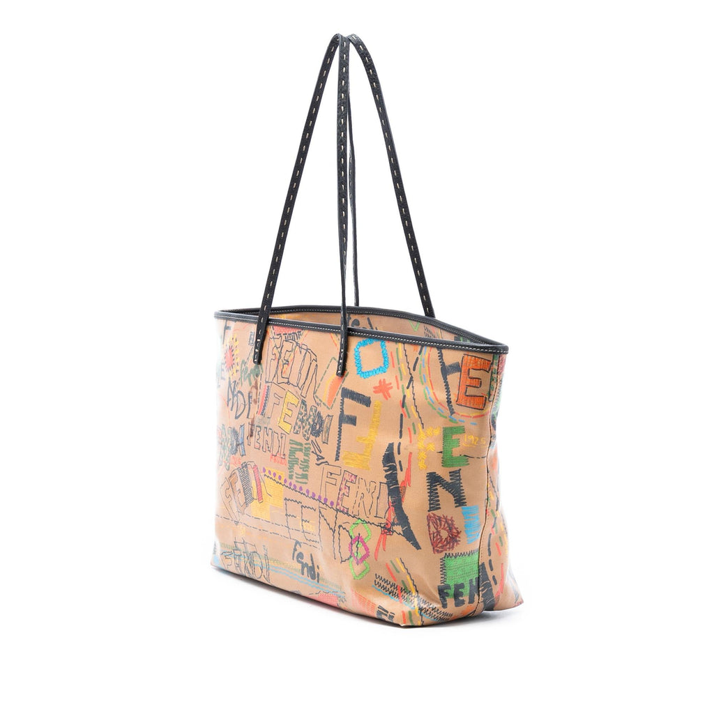 Fendi Medium Multicolore Coated Canvas Graffiti Roll Tote