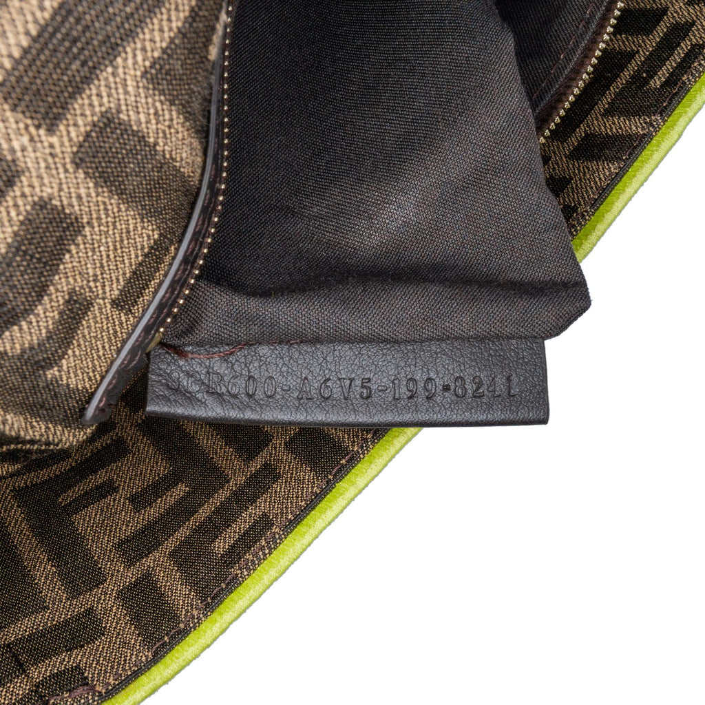 Fendi Medium Zucca Canvas Fluo Trim Baguette Satchel
