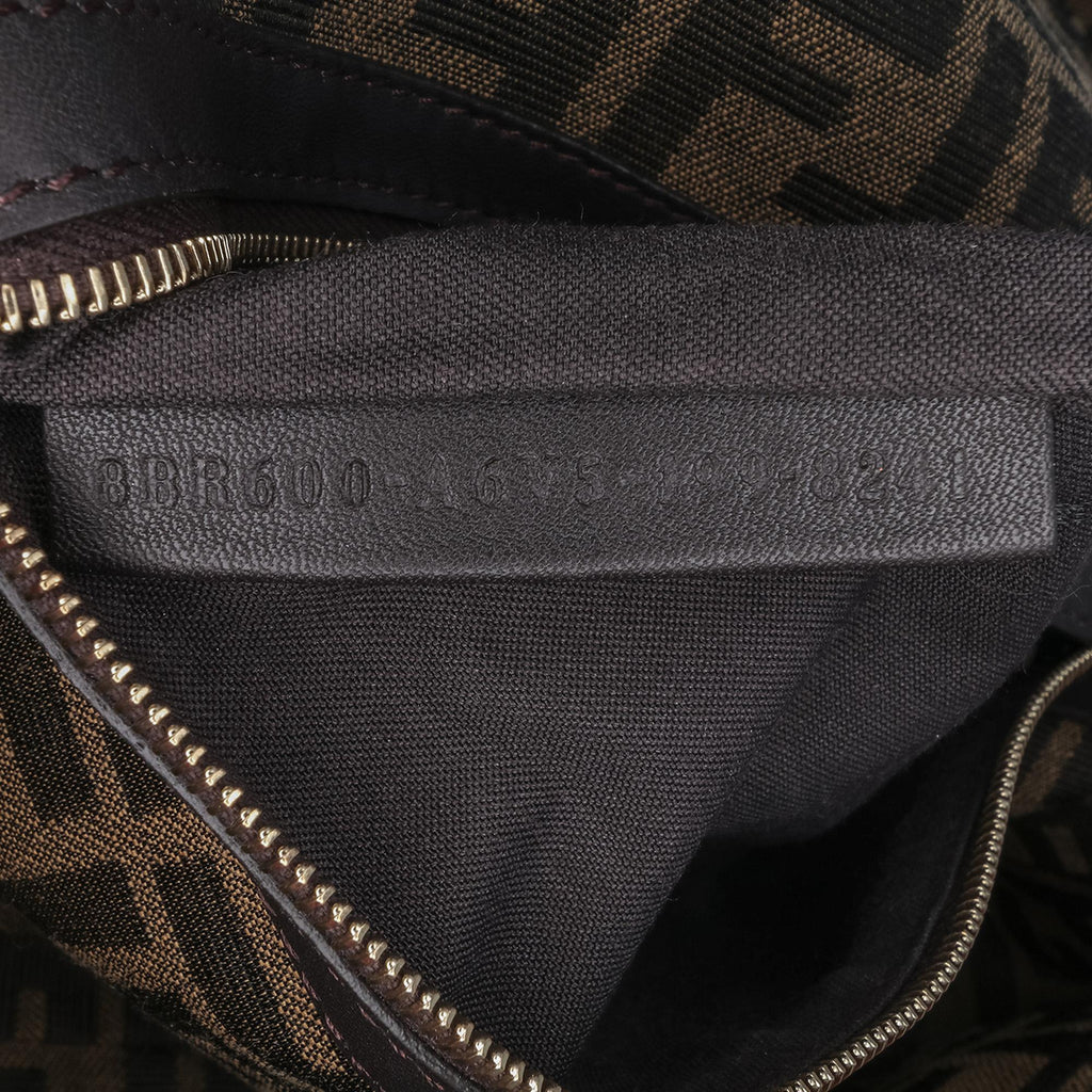 Fendi Medium Zucca Canvas Fluo Trim Baguette Satchel