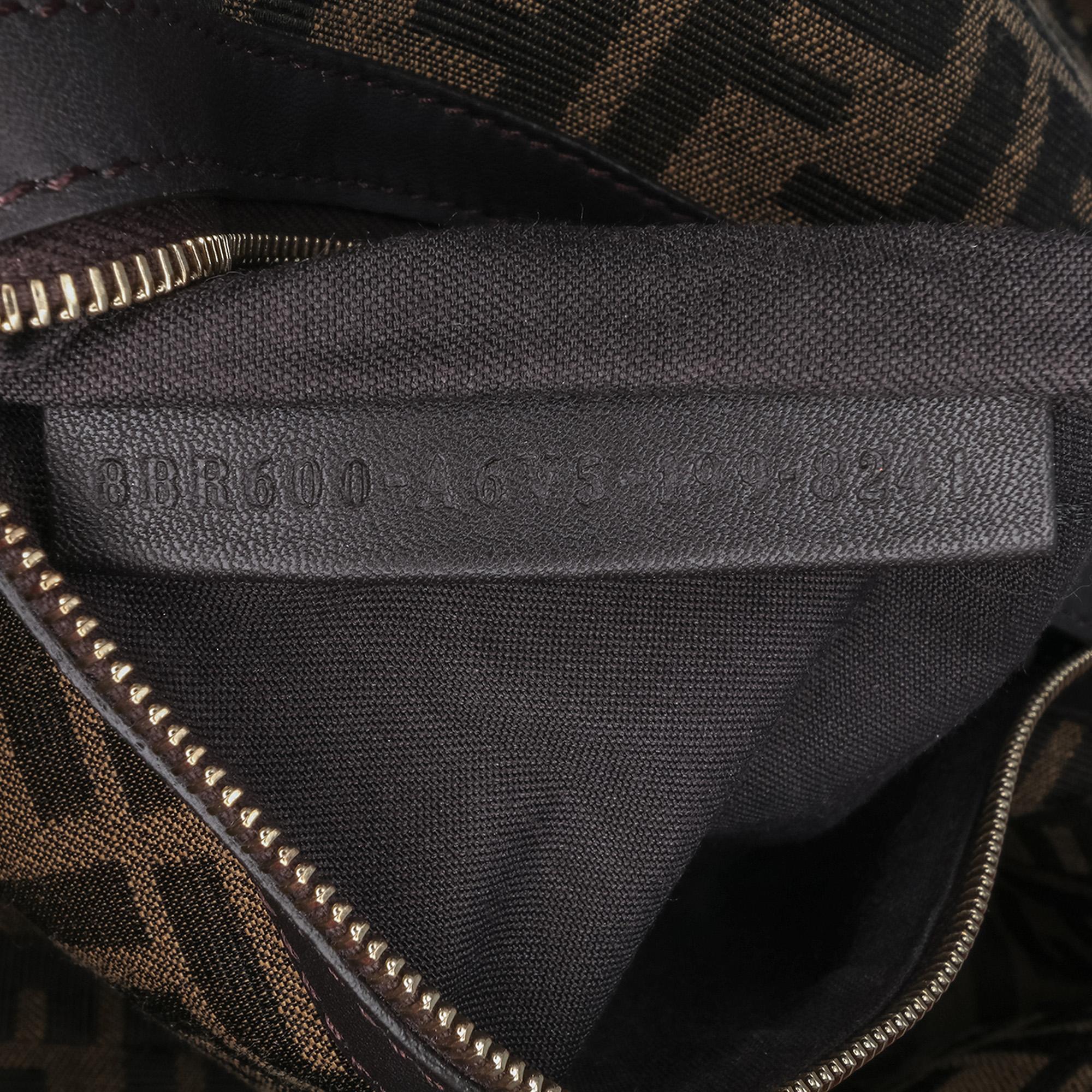 Fendi Medium Zucca Canvas Fluo Trim Baguette Satchel