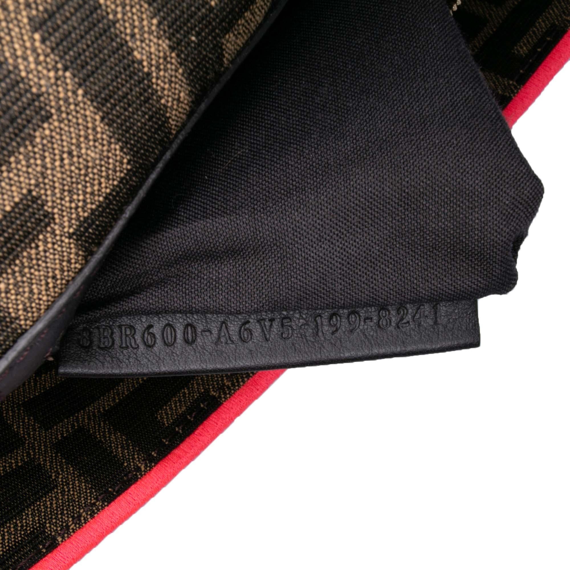 Fendi Medium Zucca Canvas Fluo Trim Baguette Satchel