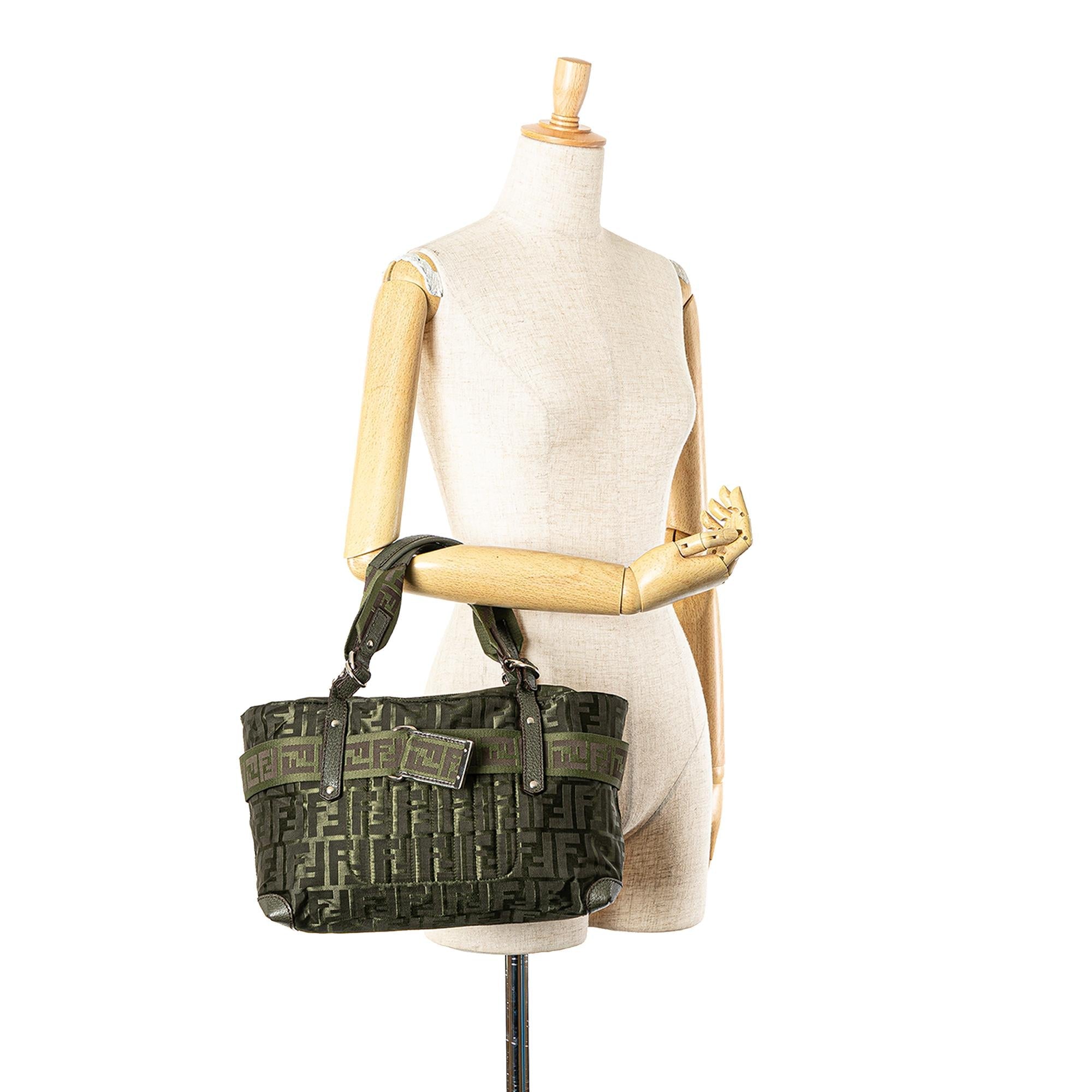 Fendi Medium Zucca Nylon Zip Code Handbag
