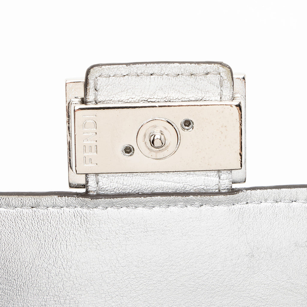 Fendi Metallic Embossed FF Nappa Leather Baguette Continental Wallet