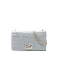 Fendi Metallic Embossed Nappa Logo Chain Clutch