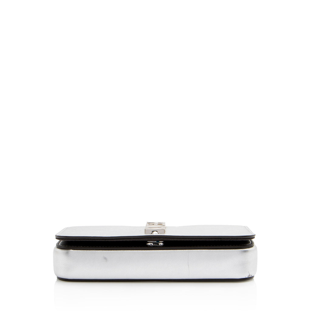 Fendi Metallic Leather Fendigraphy Wallet on Chain (SHF-yqnbzv)