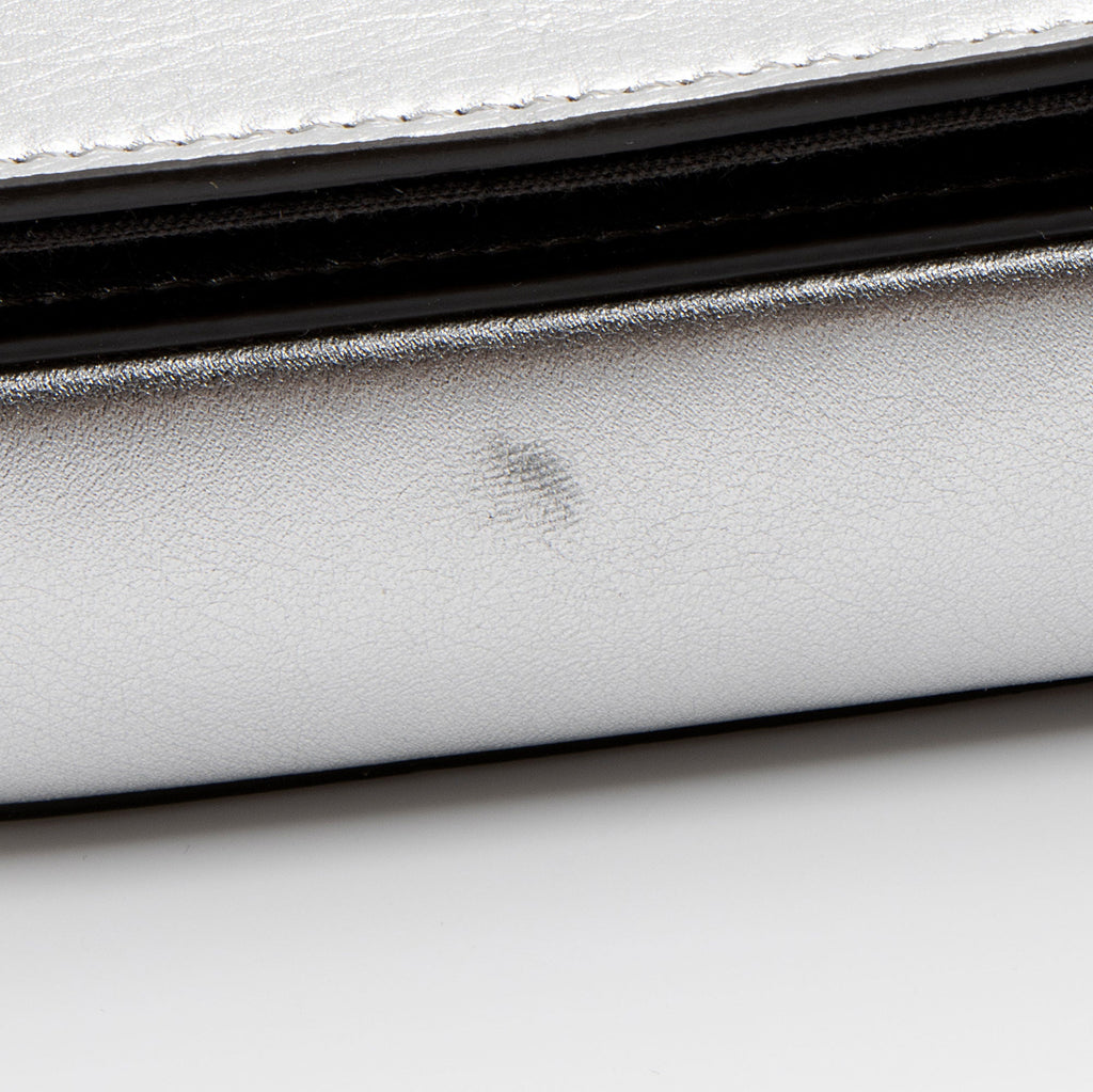 Fendi Metallic Leather Fendigraphy Wallet on Chain (SHF-yqnbzv)