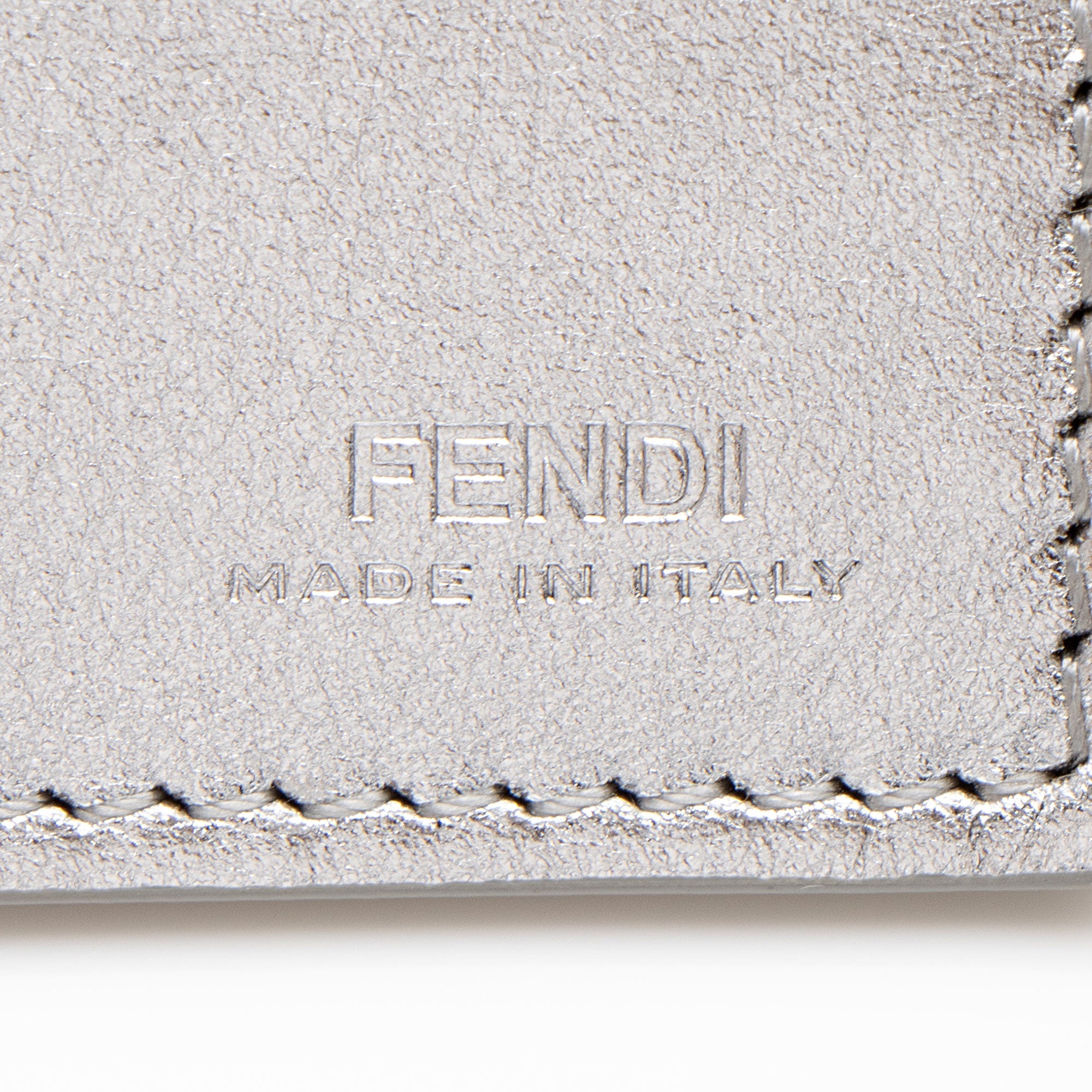 Fendi Metallic Leather Fendigraphy Wallet on Chain (SHF-yqnbzv)