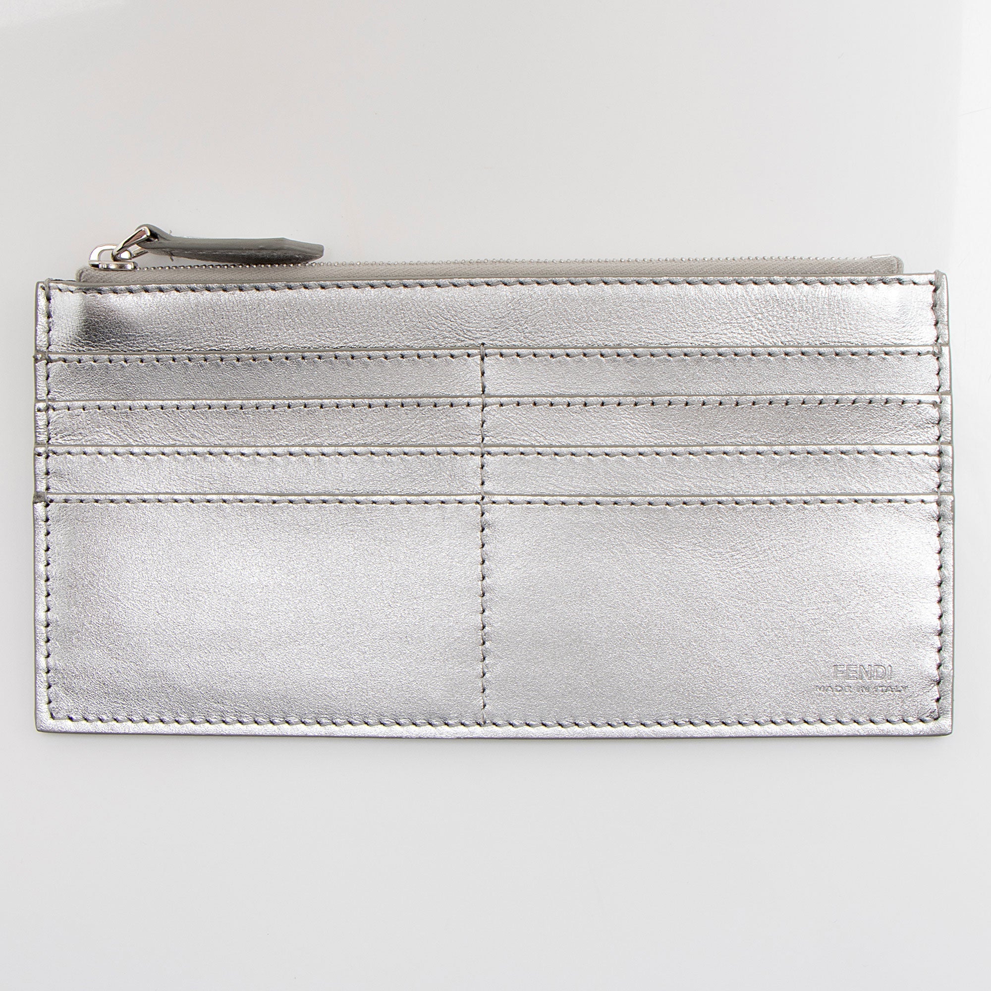 Fendi Metallic Leather Fendigraphy Wallet on Chain (SHF-yqnbzv)
