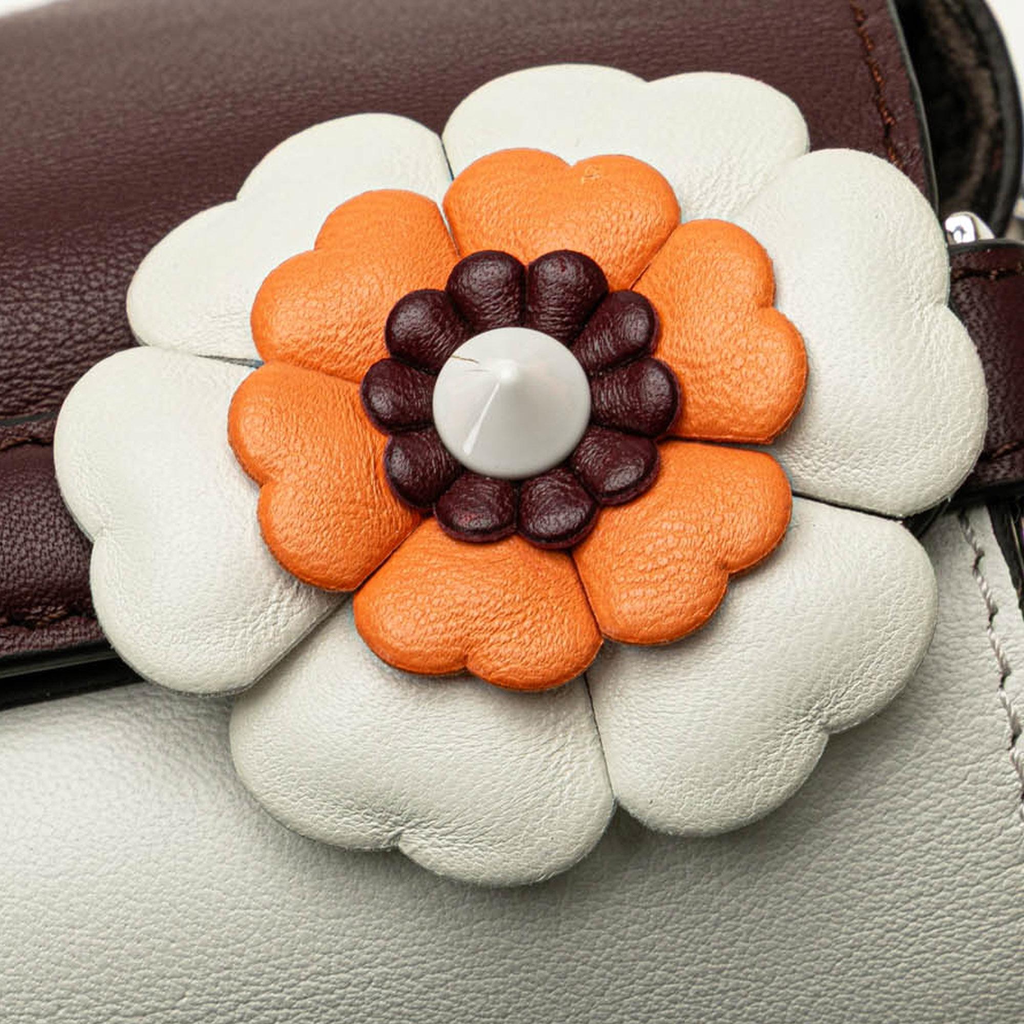 Fendi Micro Bicolor Leather Flowerland Double Baguette Satchel