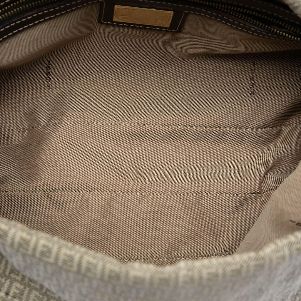 Fendi Micro Zucchino Canvas Double Flap Shoulder Bag