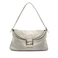Fendi Micro Zucchino Canvas Double Flap Shoulder Bag