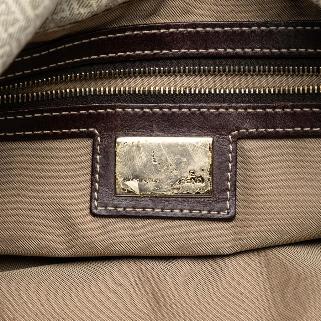 Fendi Micro Zucchino Canvas Double Flap Shoulder Bag