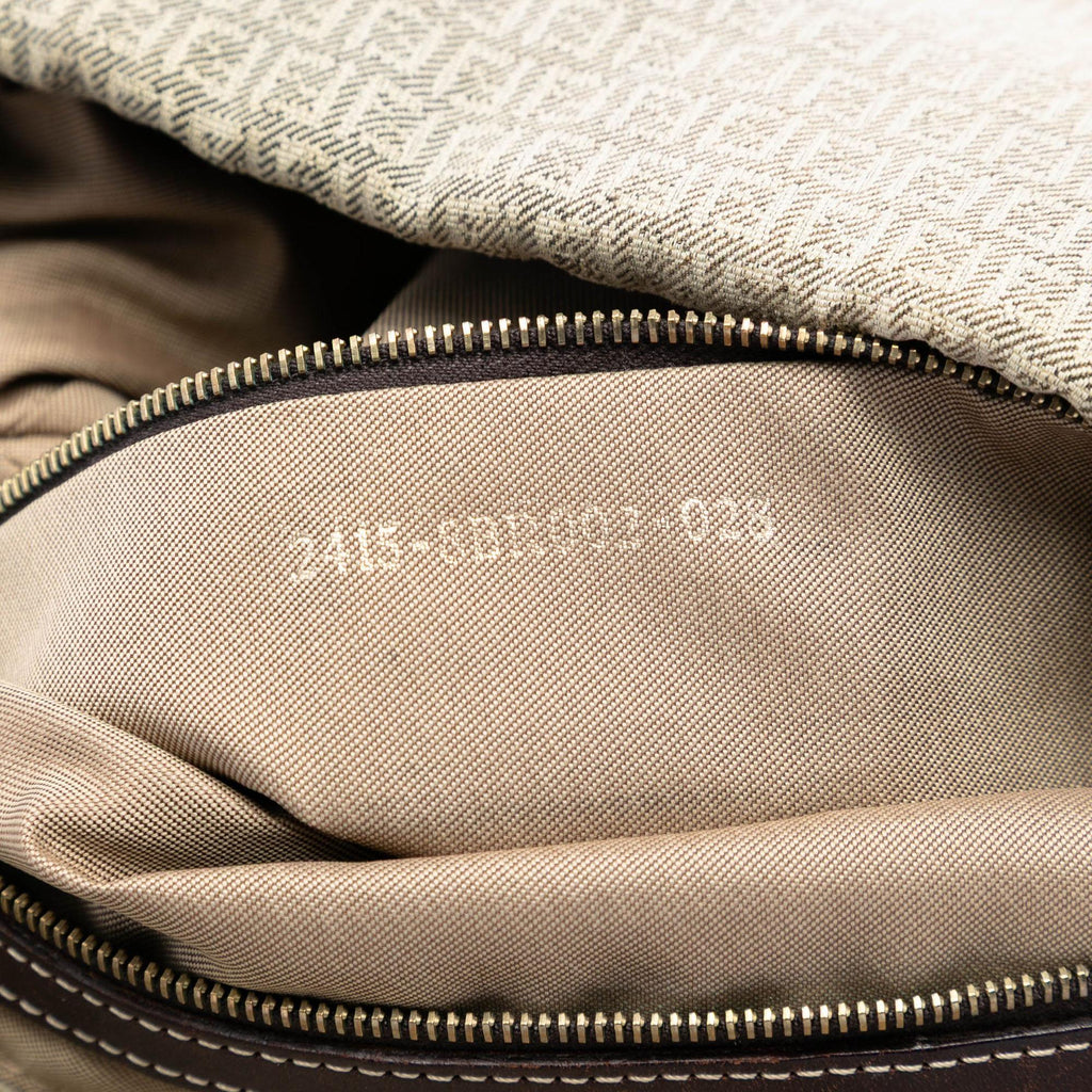 Fendi Micro Zucchino Canvas Double Flap Shoulder Bag