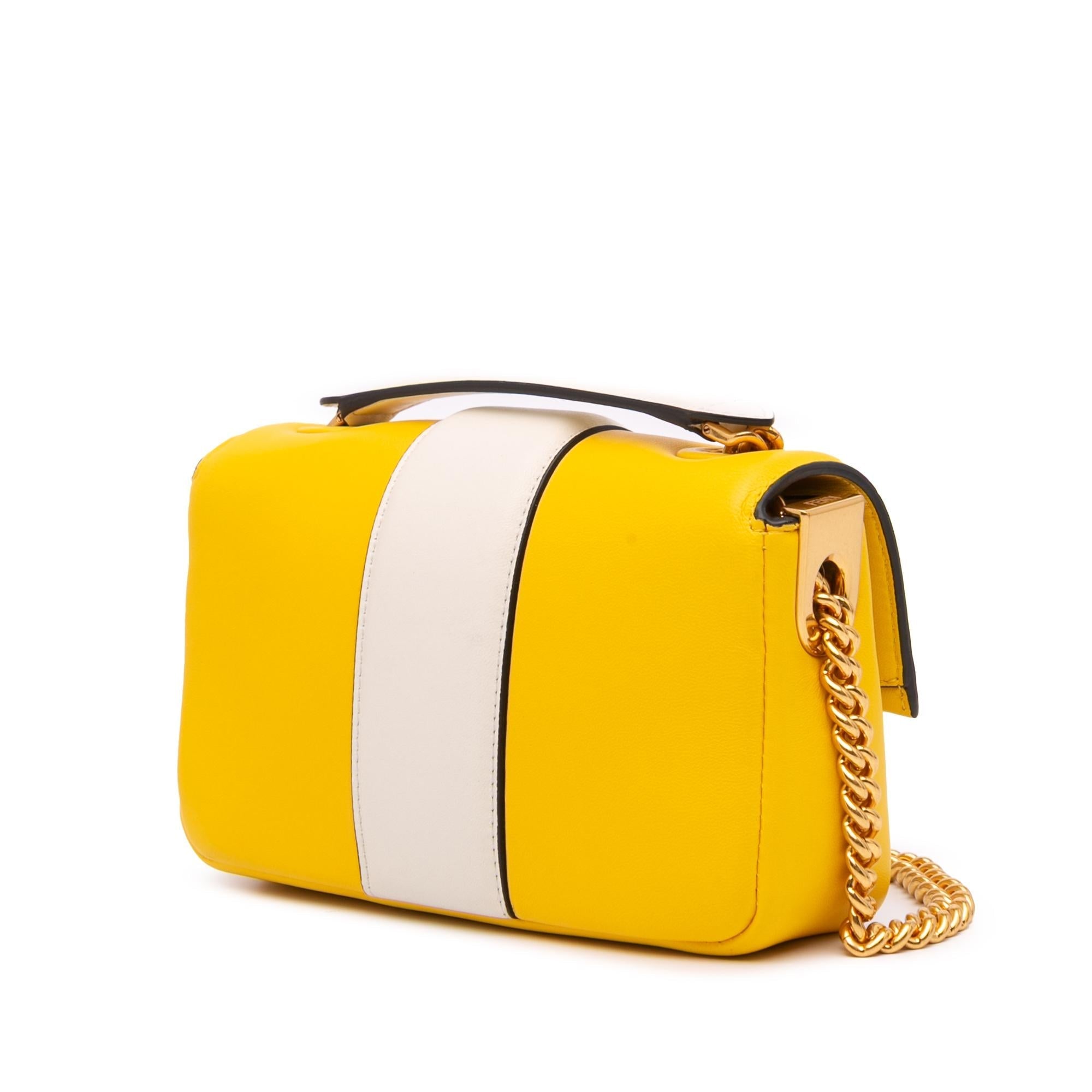 Fendi Mini Bicolor Nappa Apolo Chain Baguette Shoulder Bag