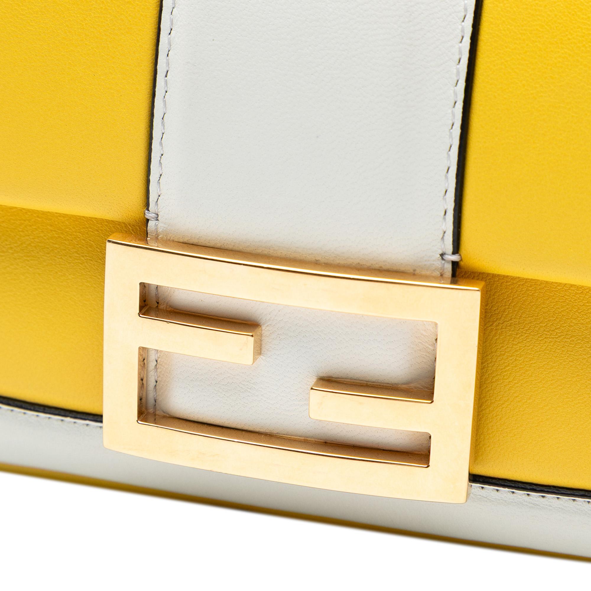 Fendi Mini Bicolor Nappa Apolo Chain Baguette Shoulder Bag