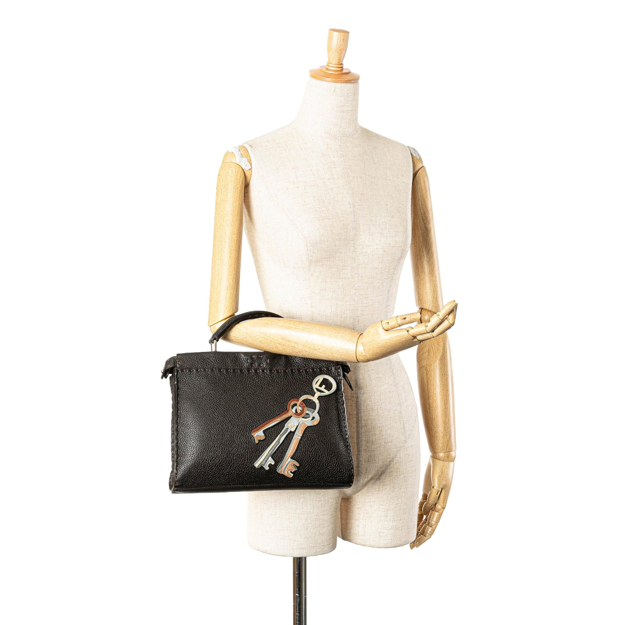 Fendi Mini Calfskin Romano Selleria Peekaboo Iconic Fit Satchel