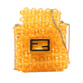 Fendi Mini Glass Vitello King Beaded Pico Baguette Charm