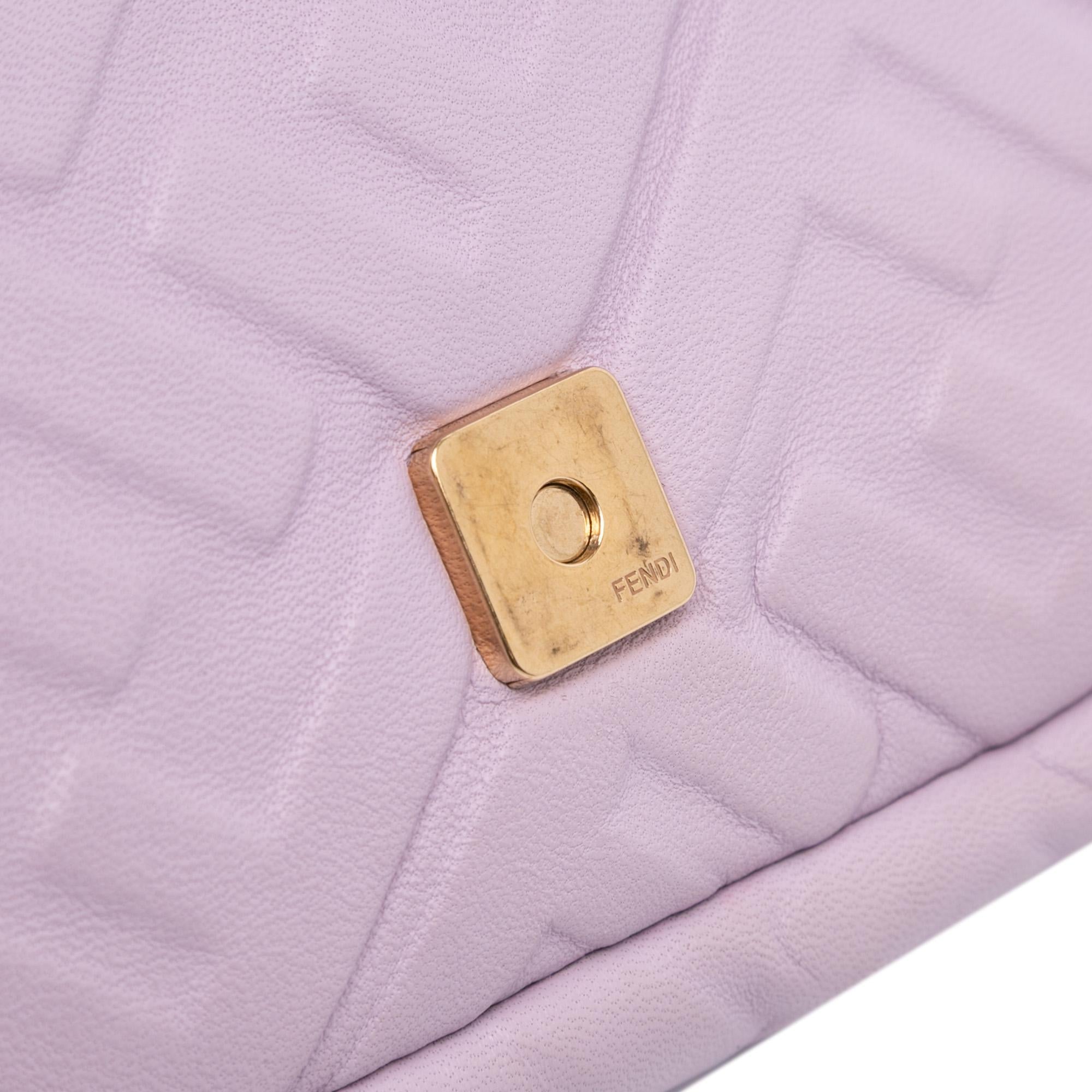 Fendi Mini Zucca Embossed Leather Baguette Satchel