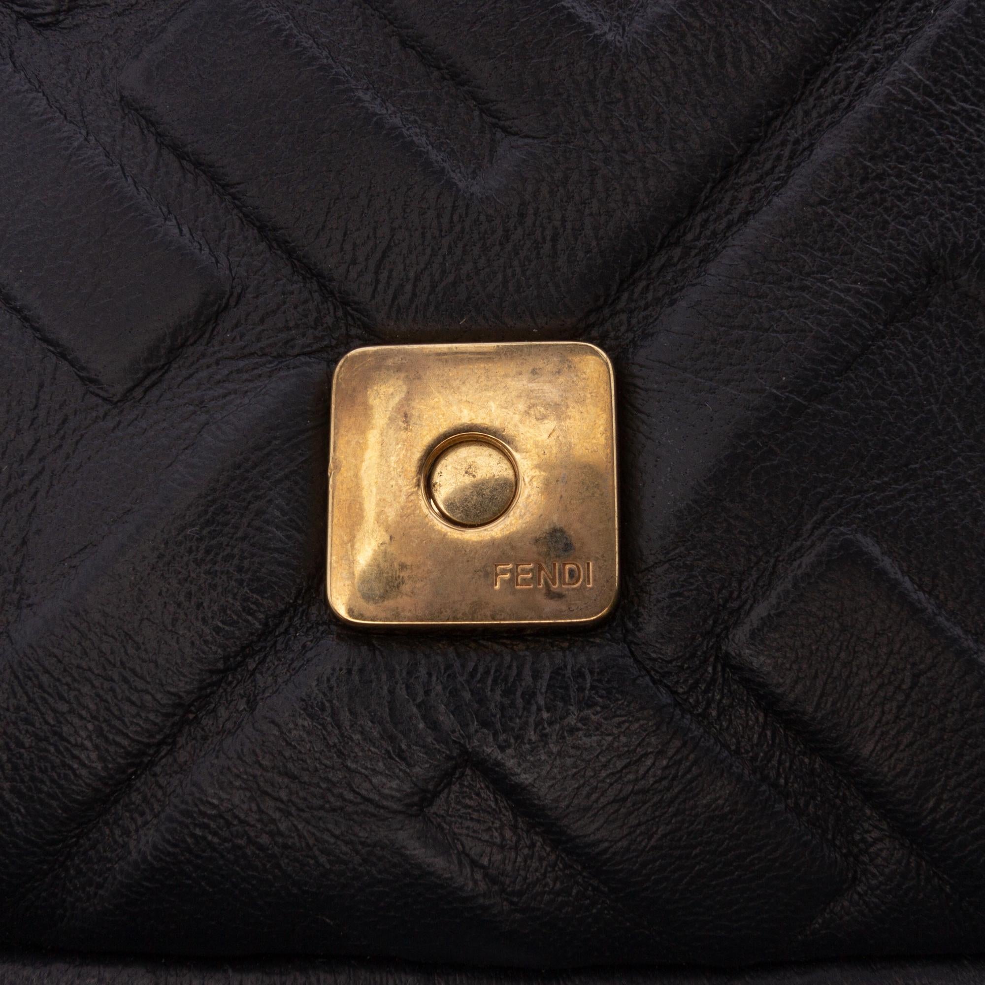 Fendi Mini Zucca Embossed Leather Baguette Satchel