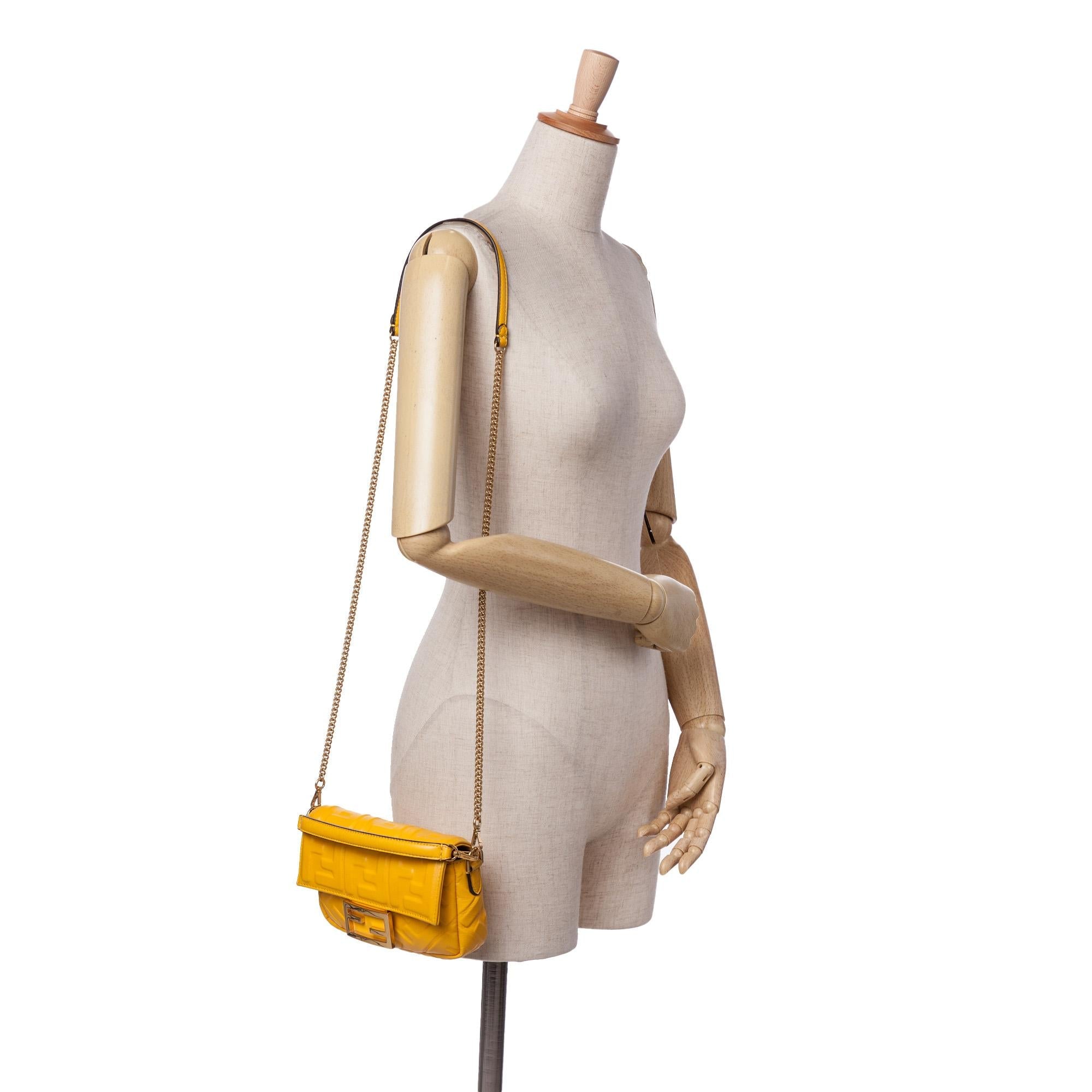 Fendi Mini Zucca Embossed Leather Baguette Satchel