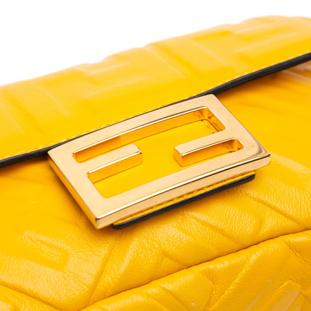 Fendi Mini Zucca Embossed Leather Baguette Satchel